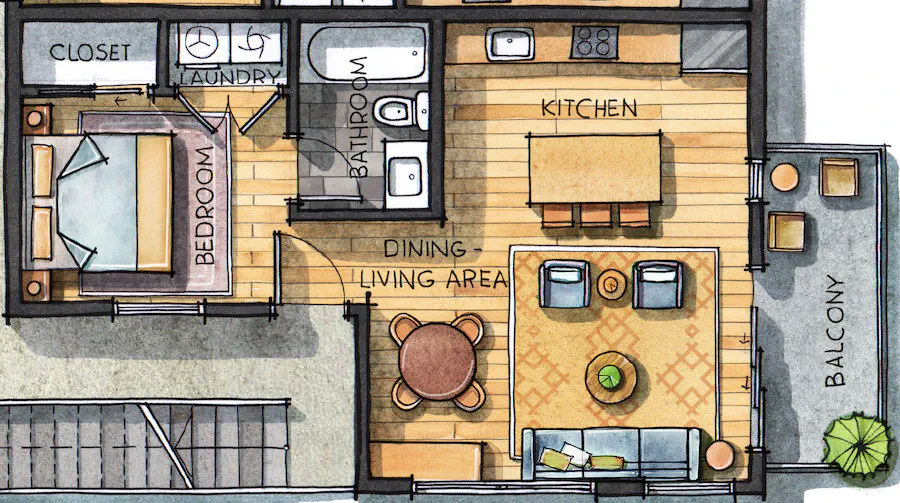Floor plan for unit 201 at Jasmine@Fitzhugh