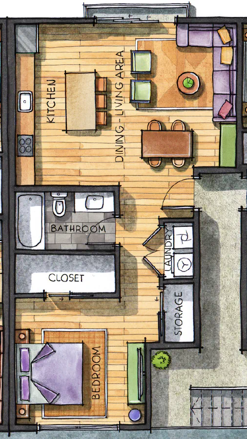 Floor plan for unit 202 at Jasmine@Fitzhugh