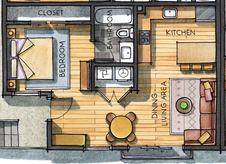 Floor plan for unit 204 at Jasmine@Fitzhugh
