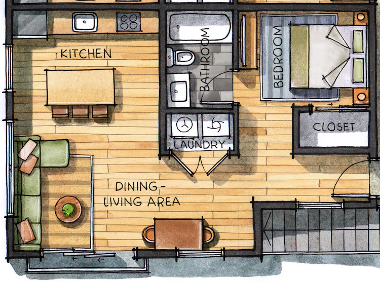 Floor plan for unit 205 at Jasmine@Fitzhugh