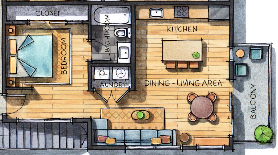 Floor plan for unit 301 at Jasmine@Fitzhugh