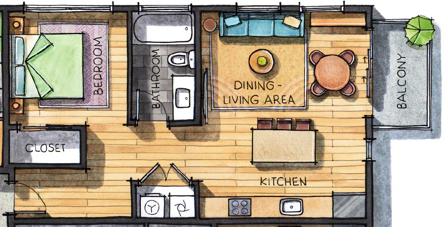 Floor plan for unit 302 at Jasmine@Fitzhugh