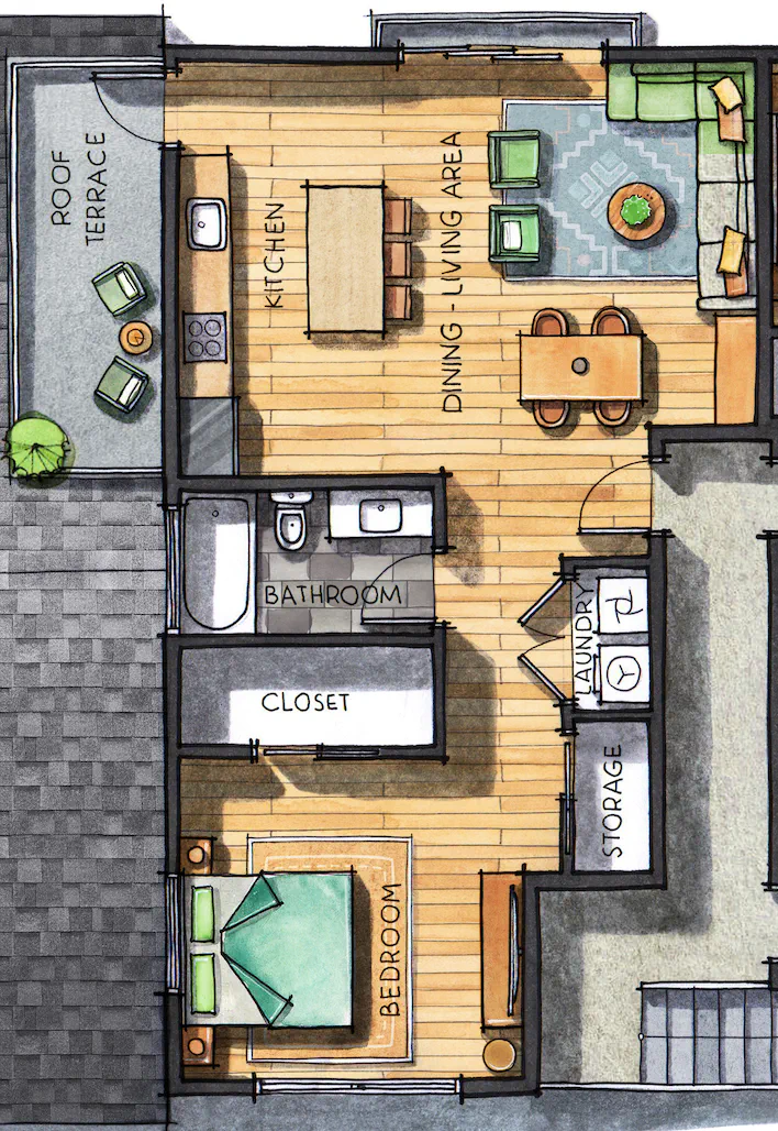 Floor plan for unit 303 at Jasmine@Fitzhugh